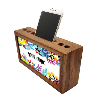 Personalized Wooden pen and pencil holder - Floral Nutcase