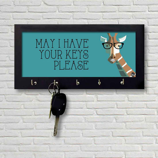 Wood Key Holder for Wall Hanger Keys Organizer - Giraffe Nutcase
