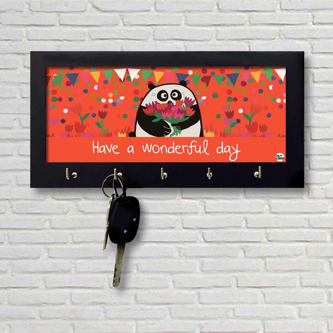 Key Holder on Wall Wood Hanger for Keys Organizer - Panda Day Nutcase