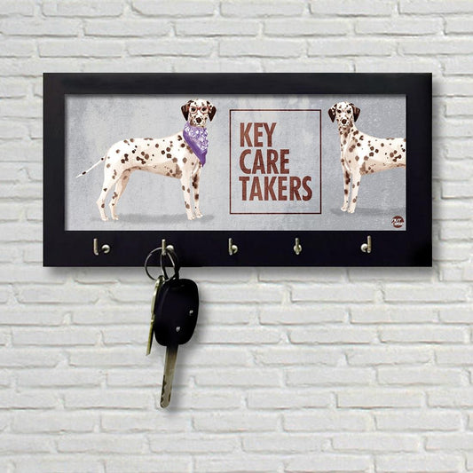 Key Holder Hanger for Wall Decor With 5 Hooks -  Black Spot Dog Nutcase
