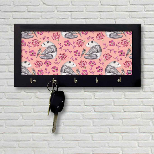 Key Holder Hanger For Wall -  Pink Floral Panda Nutcase