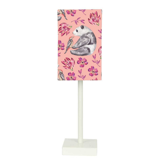 Tall Table Lamp For Living Rooms -   Pink Floral Panda Nutcase