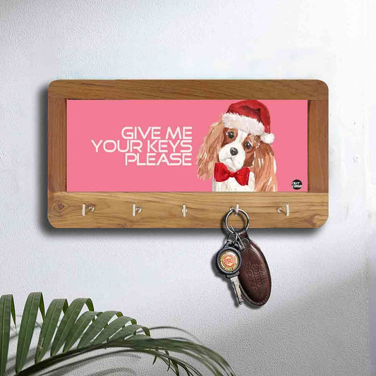 Wall Key Holder Hanger Keys Organizer - Cute Hipster Dog Nutcase