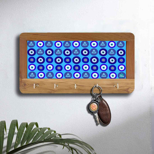 Designer  Wall Mount Wooden Key Holder for Home & Office - Evil Eye Protector Nutcase