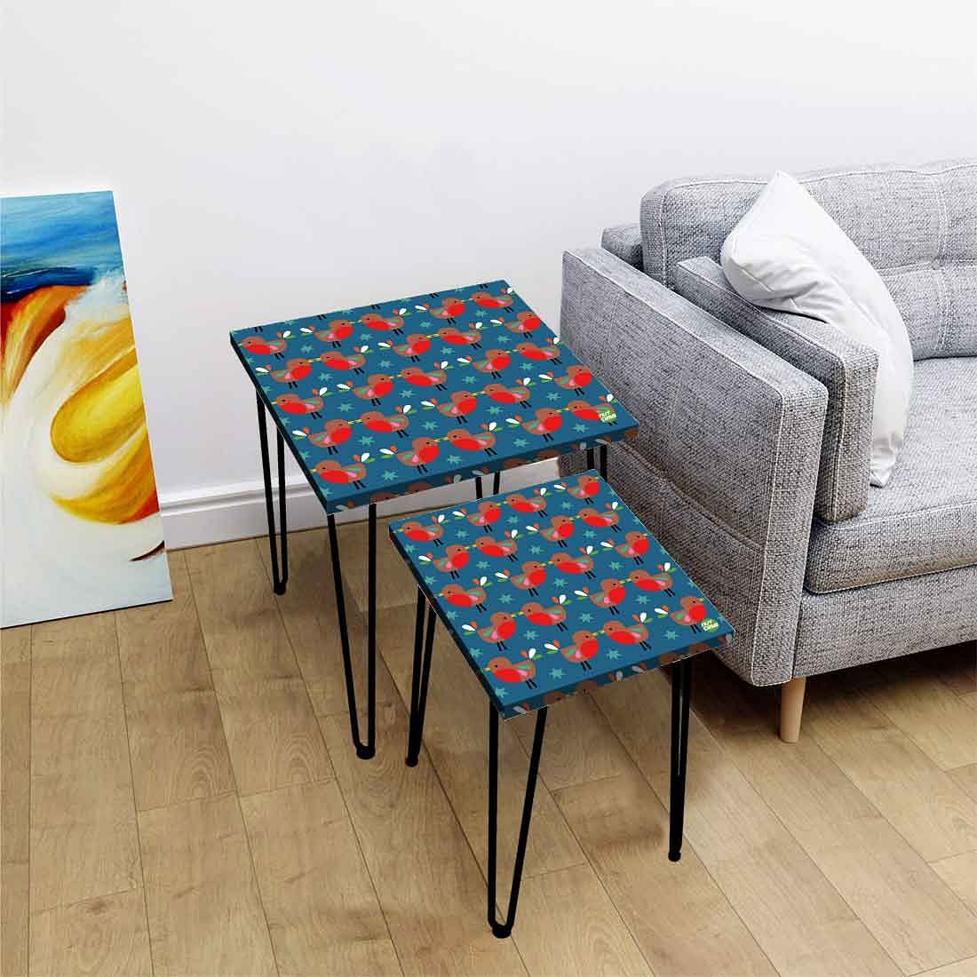 Nesting Tables Set Of 2 Nest of Tables for Living Room - Cute Birds Nutcase