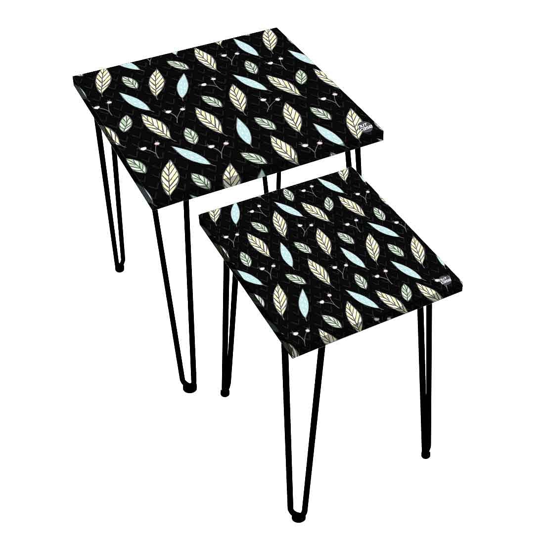 Designer Nest of Two Tables for Side Table Living Room & Home Decor - Leaf Nutcase