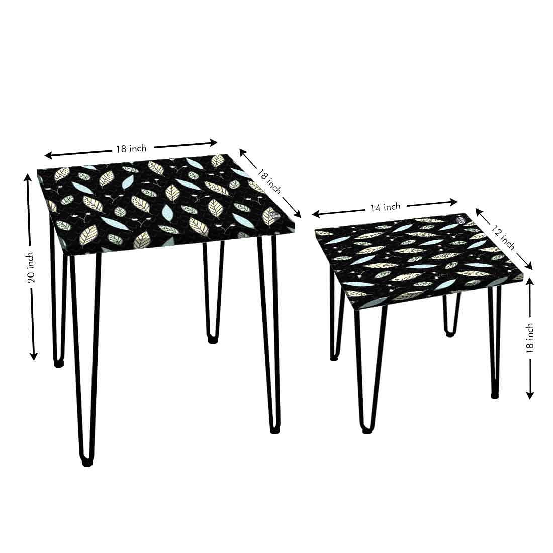 Designer Nest of Two Tables for Side Table Living Room & Home Decor - Leaf Nutcase