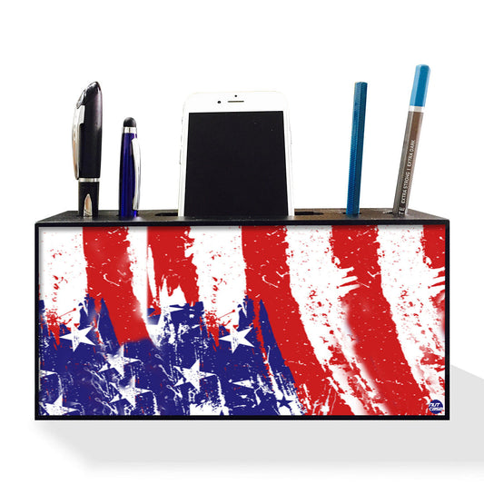 Pen Mobile Stand Holder Desk Organizer - USA Flag Nutcase