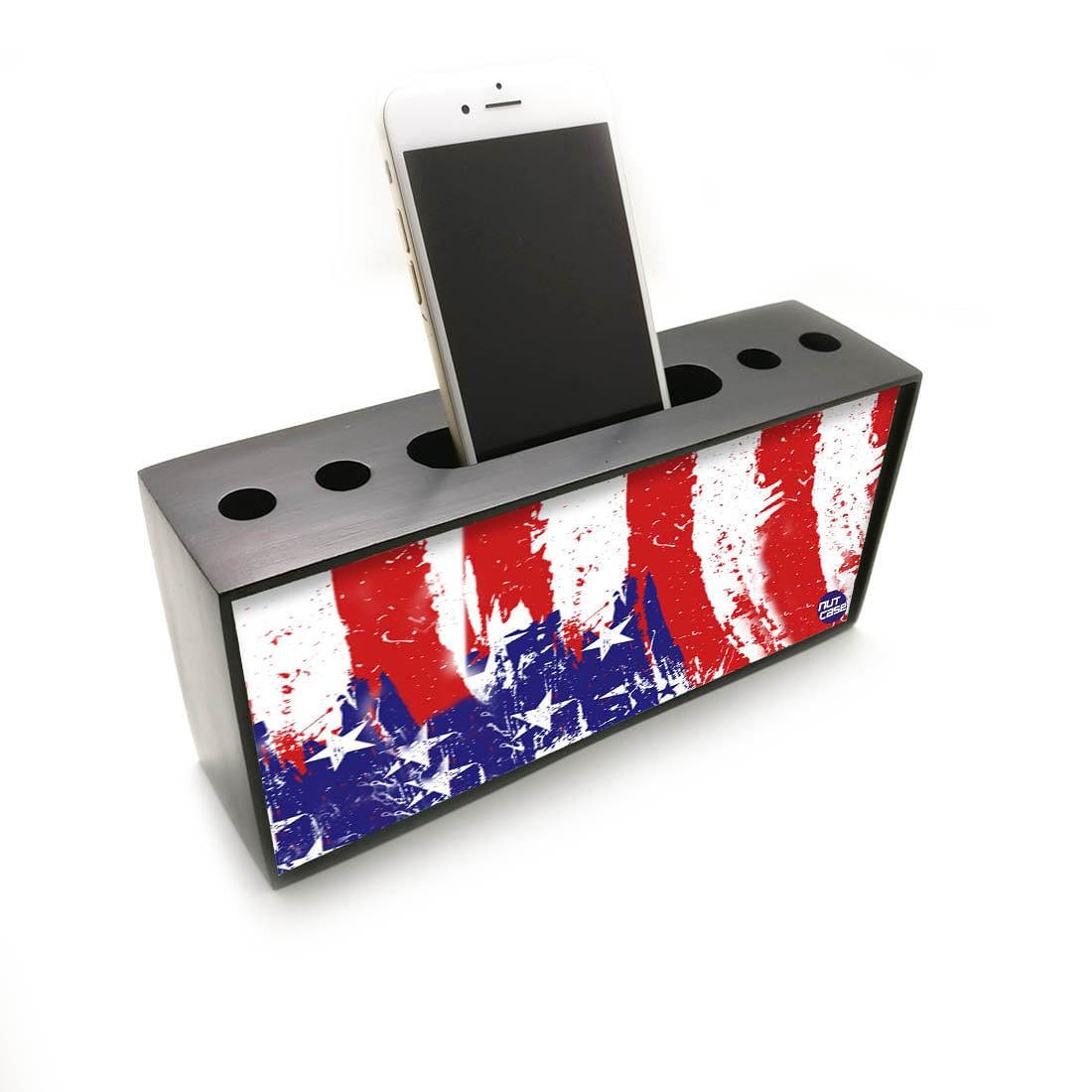 Pen Mobile Stand Holder Desk Organizer - USA Flag Nutcase