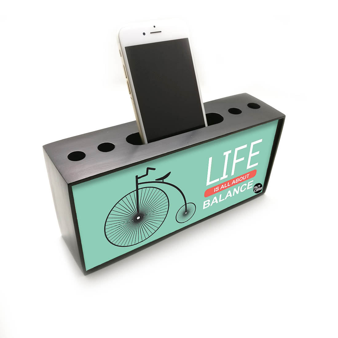 Pen Mobile Stand Holder Desk Organizer - Life Is All About Balance Art Nutcase