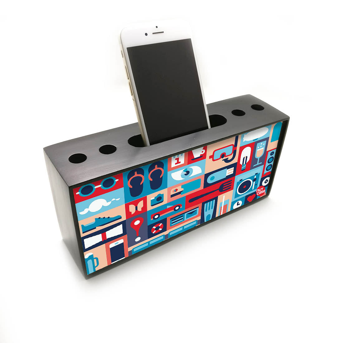 Pen Mobile Stand Holder Desk Organizer - Retro Elements Nutcase