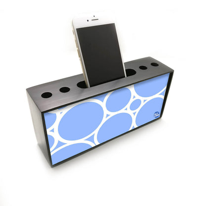 Pen Mobile Stand Holder Desk Organizer - Circles Blue Nutcase