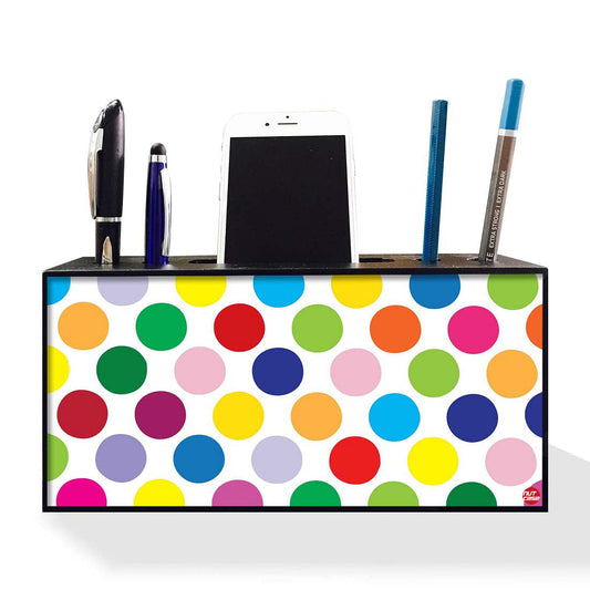 Pen Mobile Stand Holder Desk Organizer - Colorful Polka Dots Nutcase