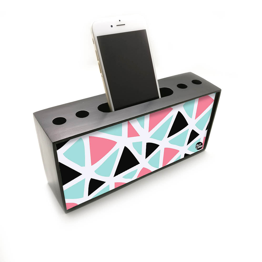 Pen Mobile Stand Holder Desk Organizer - Triangles Pattern Nutcase