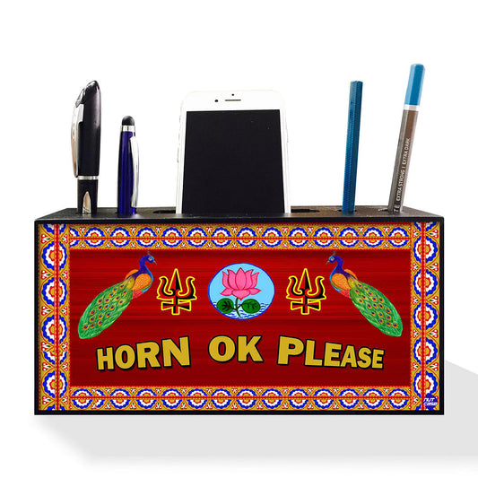 Pen Mobile Stand Holder Desk Organizer - Horn OK Please Red Nutcase