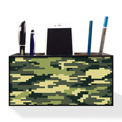 Mobile Phone Stand Pen Desk Organizer for Office - 8 Bit Camo Nutcase