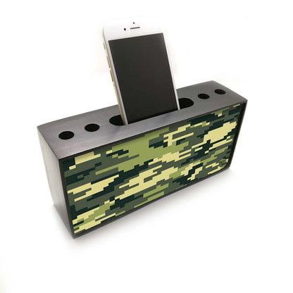 Mobile Phone Stand Pen Desk Organizer for Office - 8 Bit Camo Nutcase