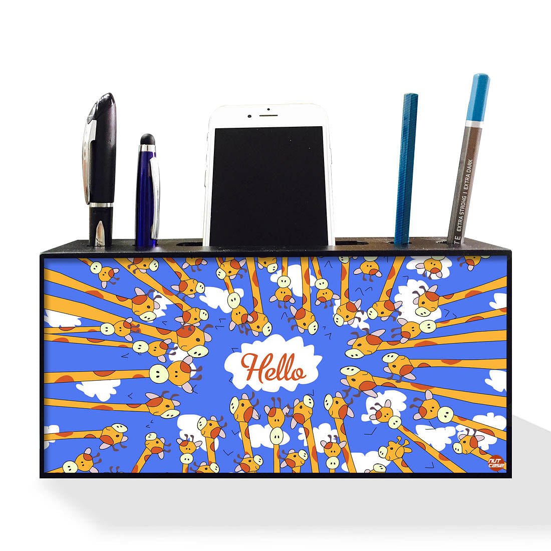 Pen Mobile Stand Holder Desk Organizer - Long Giraff Hello Nutcase