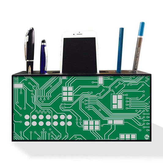 Pen Mobile Stand Holder Desk Organizer - Circuit Board Green Nutcase