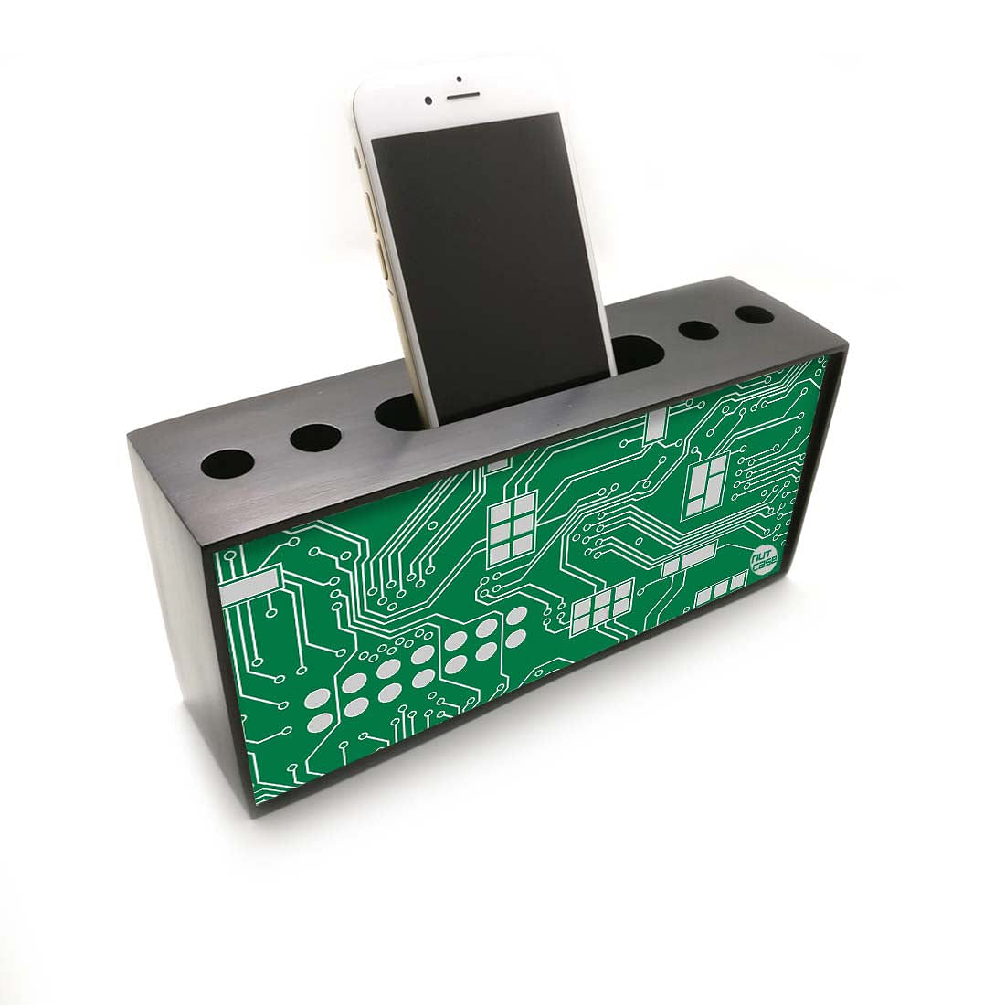 Pen Mobile Stand Holder Desk Organizer - Circuit Board Green Nutcase