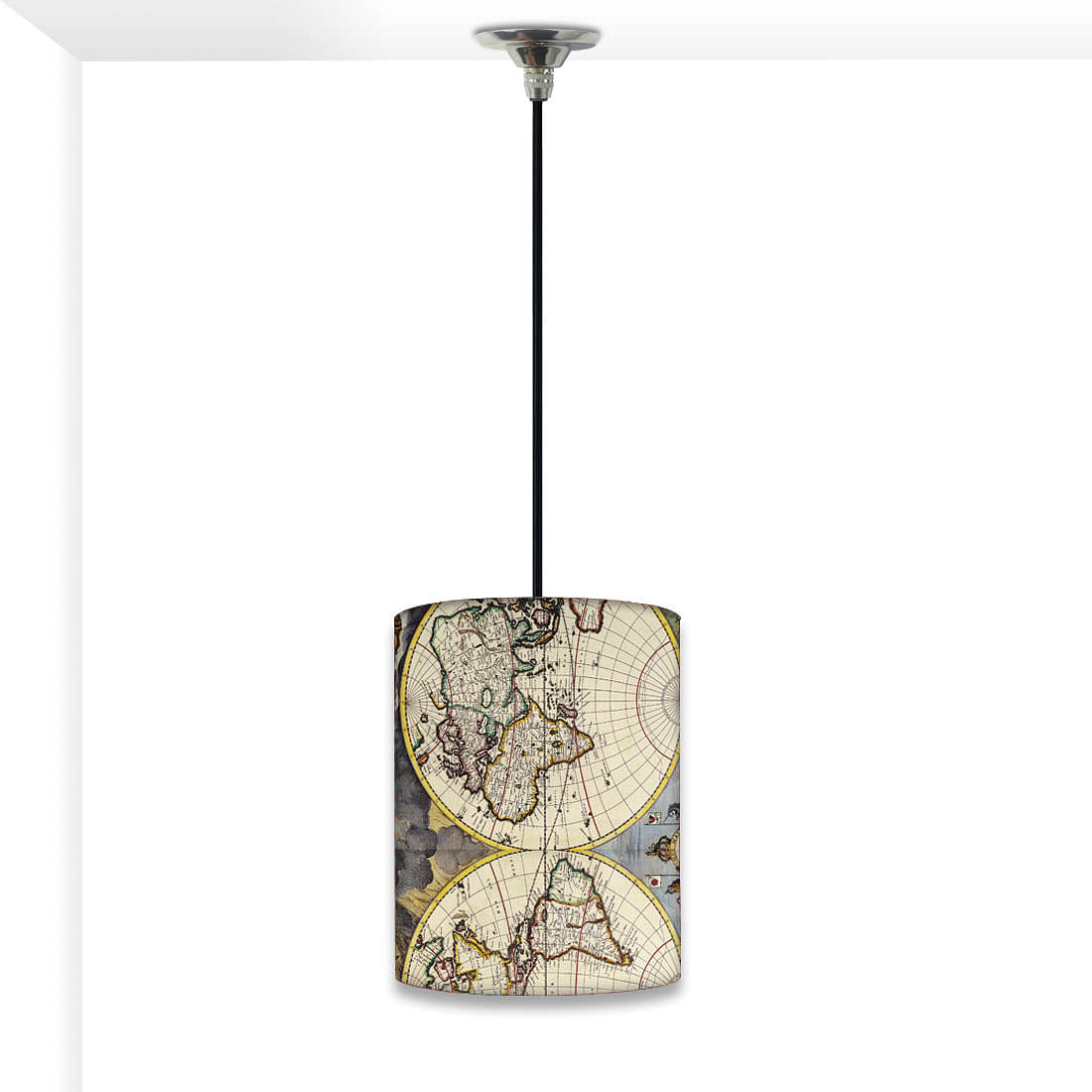 Vintage Hanging Pendant Lamp -  Old Vintage Maps Of The Globe Nutcase