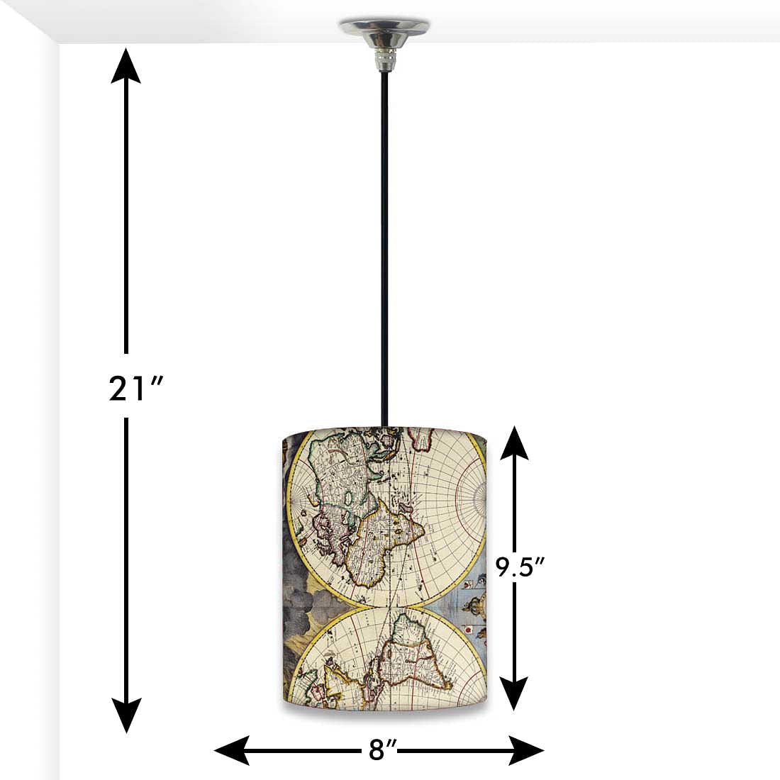 Vintage Hanging Pendant Lamp -  Old Vintage Maps Of The Globe Nutcase