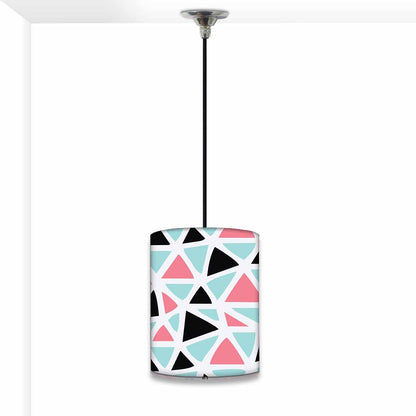 Designer Fancy Hanging Pendant Lamp - Triangles Pattern Black And Pink Nutcase