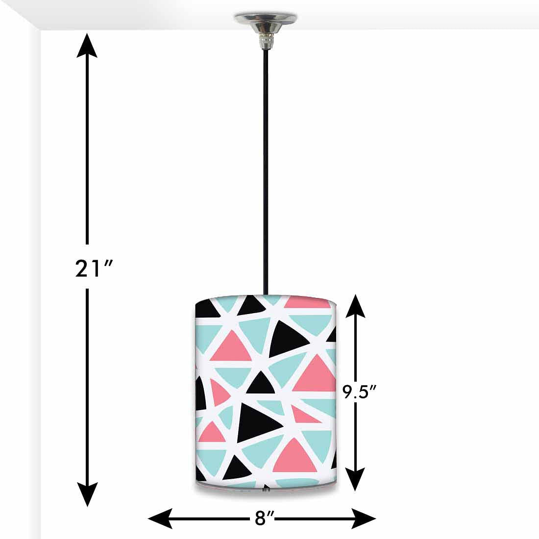 Designer Fancy Hanging Pendant Lamp - Triangles Pattern Black And Pink Nutcase