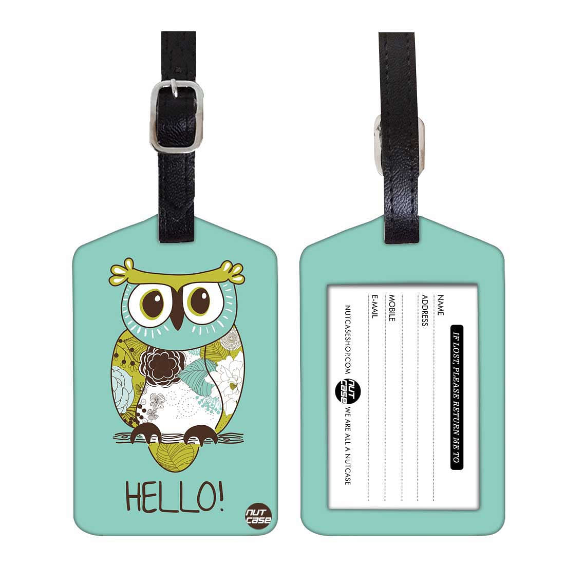 Luggage Tags Set Of 2 -  GREEN OWL Nutcase