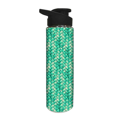 Designer Stainless Steel Water Bottle -  Green Strips Nutcase