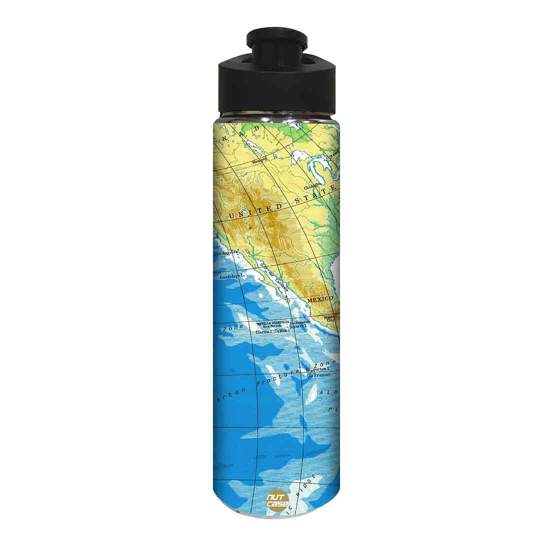 Designer Stainless Steel Running Water Bottle - World Map Nutcase