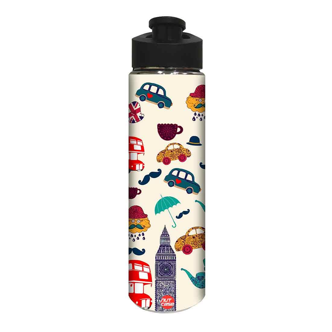 Stainless Steel Water Bottle -  Umbrella and Bus Nutcase