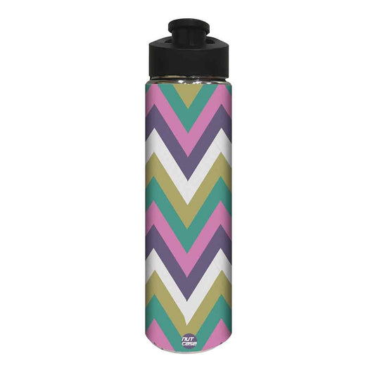 Designer Stainless Steel Sipper Bottle -  Purple and Green Strips Nutcase