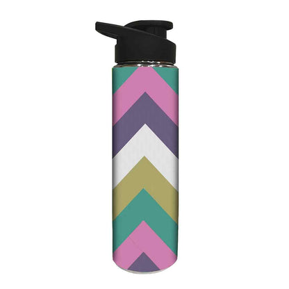 Water Bottle for Kids -  Bold Purple and Green Strips Nutcase