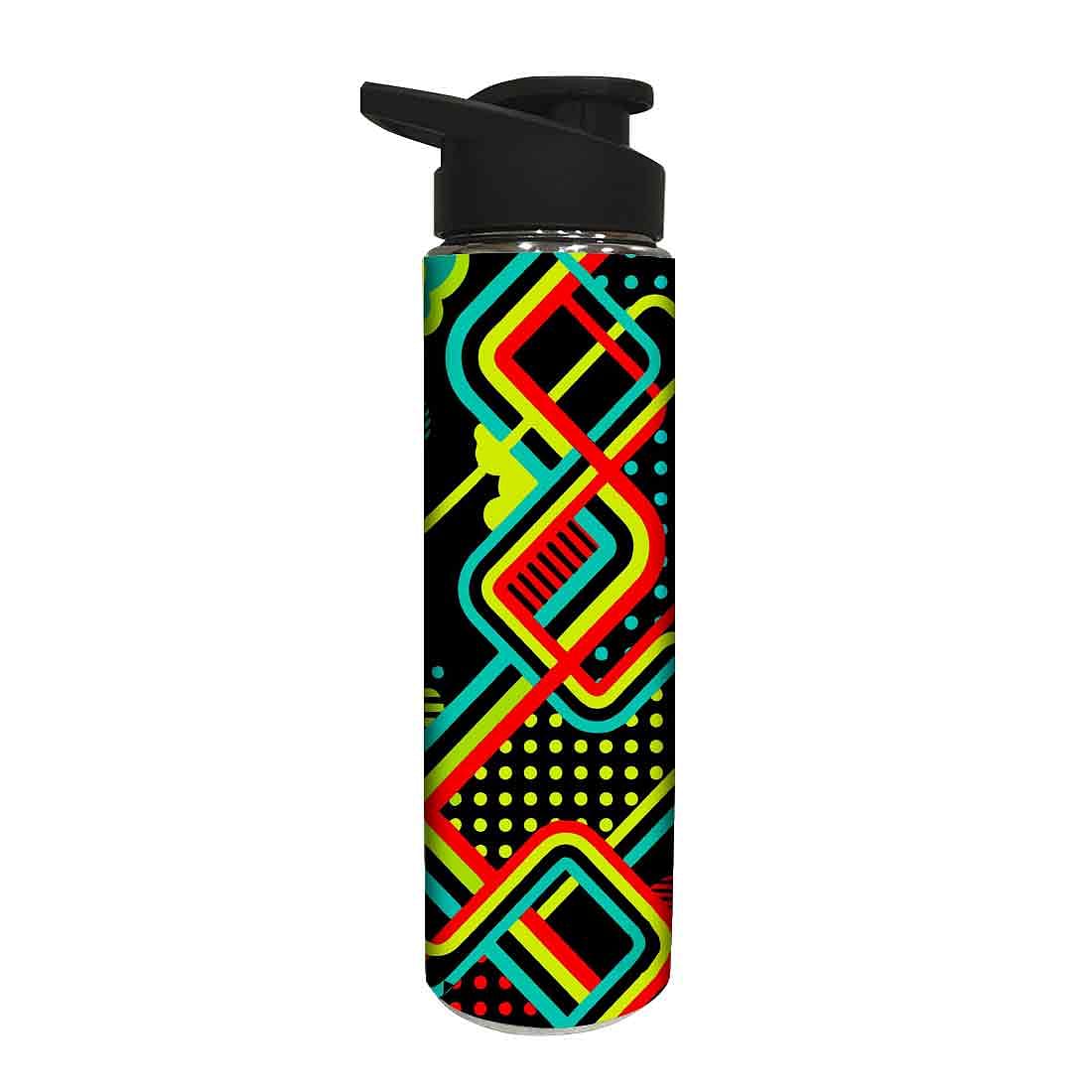 Designer Stainless Steel Water Bottle -  Yellow and Red Lines Nutcase