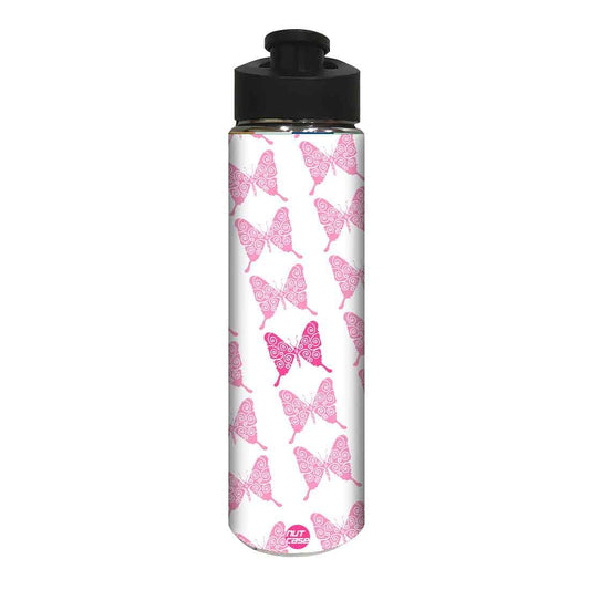 Designer Stainless Steel Sipper Bottle -  Pink Butterfly Nutcase