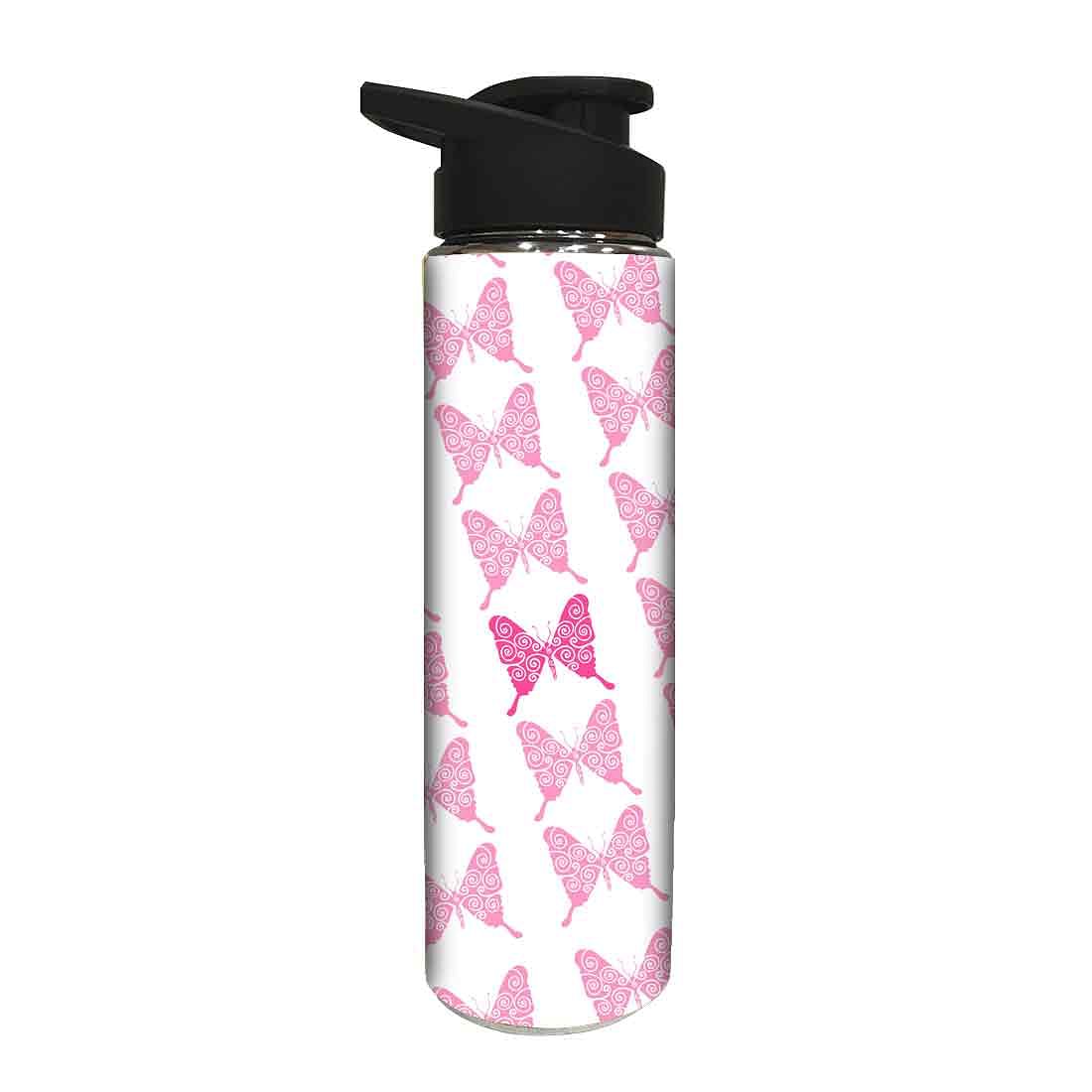 Designer Stainless Steel Sipper Bottle -  Pink Butterfly Nutcase