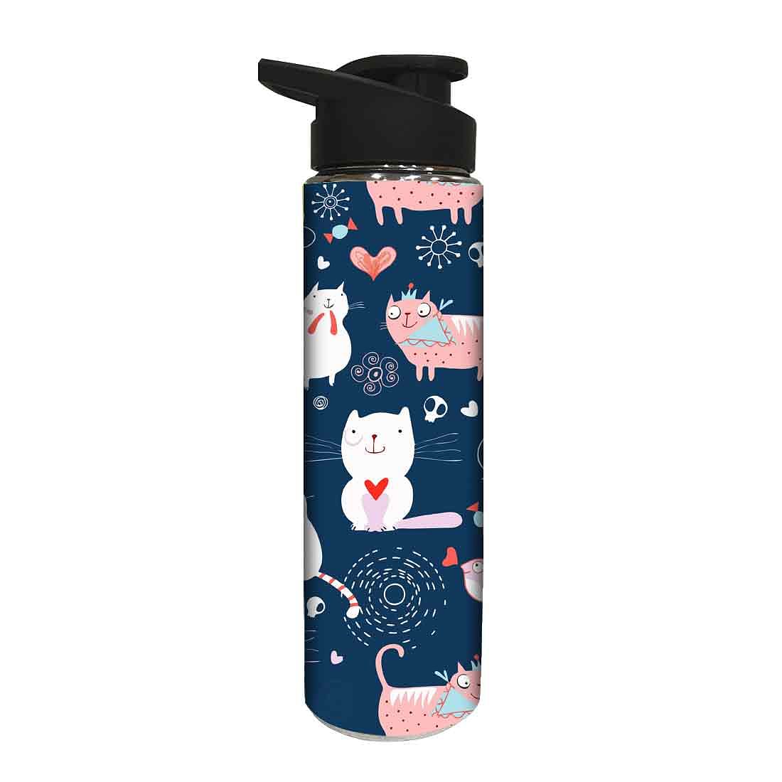 Designer Stainless Steel Water Bottle for Girls - Cute Cats Nutcase