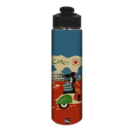 Water Bottle for Kids -  Girl with Scooty Nutcase