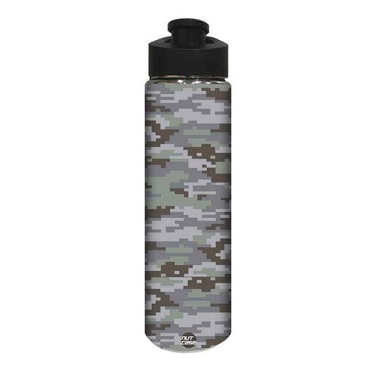 Designer Stainless Steel Water Bottle -  Grey Army Pattern Nutcase