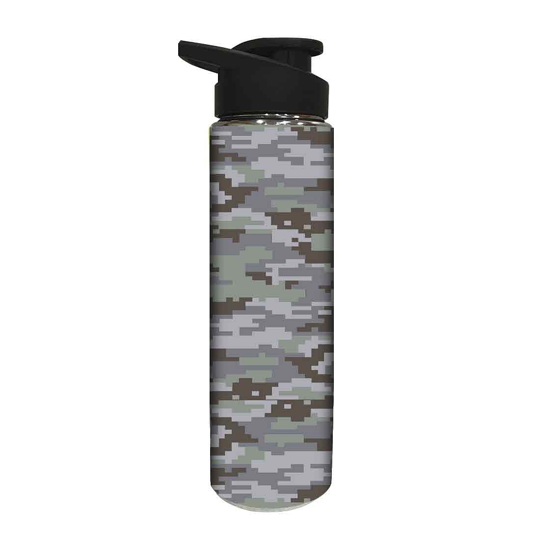 Designer Stainless Steel Water Bottle -  Grey Army Pattern Nutcase