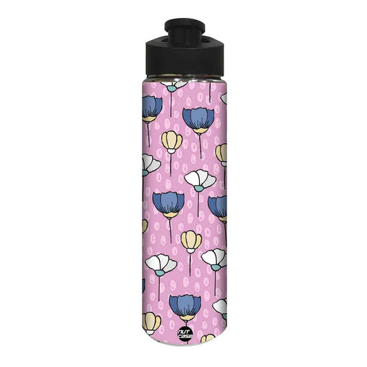 Designer Stainless Steel Water Bottle -  Flower with Pink Background Nutcase