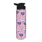 Designer Stainless Steel Water Bottle -  Flower with Pink Background Nutcase