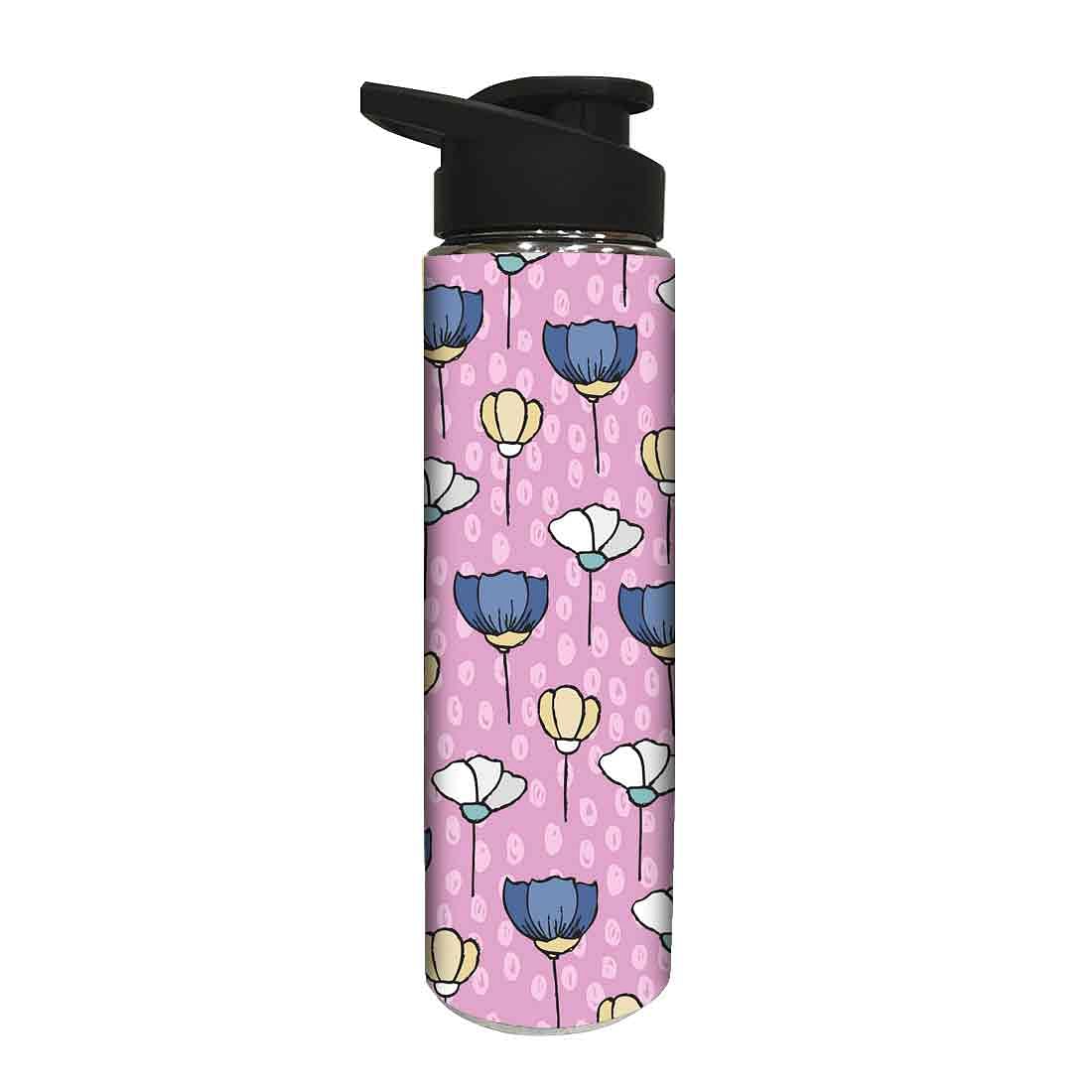 Designer Stainless Steel Water Bottle -  Flower with Pink Background Nutcase