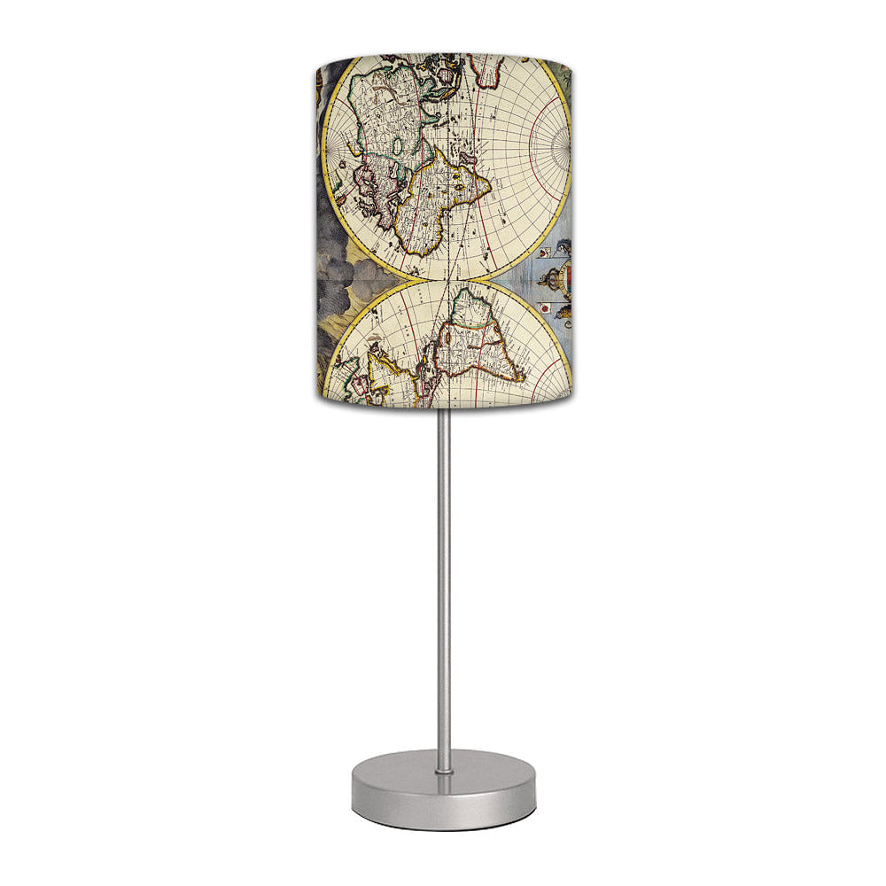 Stainless Steel Table Lamp For Living Room Bedroom -   Old Vintage Maps Of The Globe Nutcase