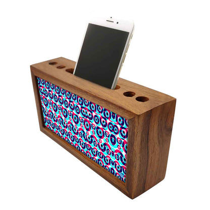 Wooden Pen Holder with Mobile Stand Desk Organizer for Office - Evil Eye Protector- Nutcase