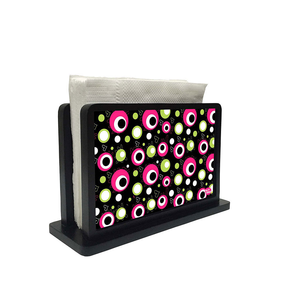 Tissue Holder Paper Napkin Stand - Black And Pink Circles Nutcase