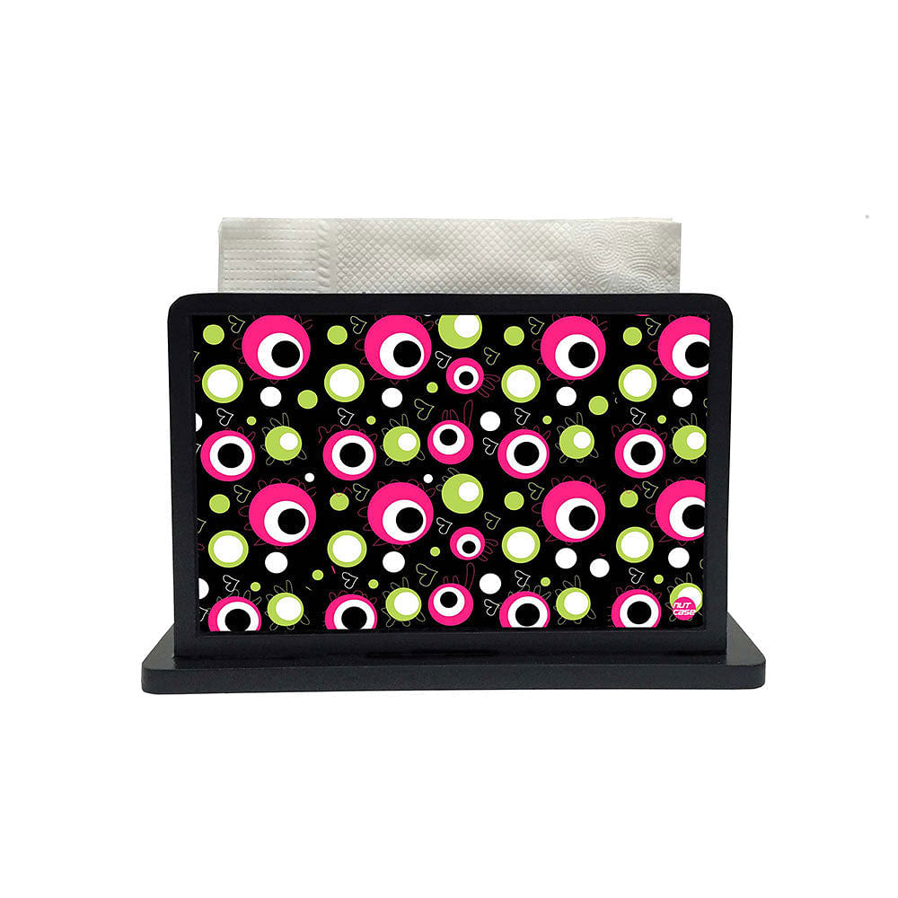 Tissue Holder Paper Napkin Stand - Black And Pink Circles Nutcase