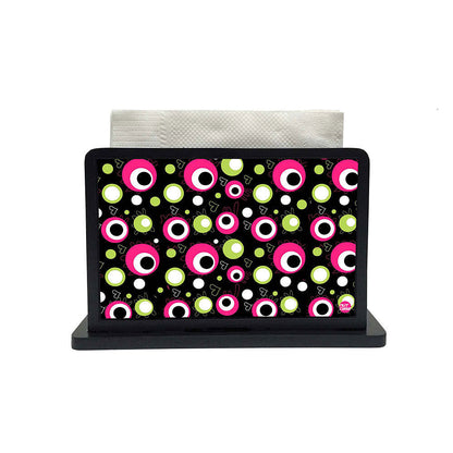 Tissue Holder Paper Napkin Stand - Black And Pink Circles Nutcase