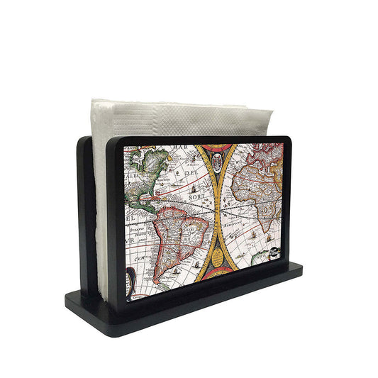 Tissue Holder Paper Napkin Stand - Vintage Map Nutcase